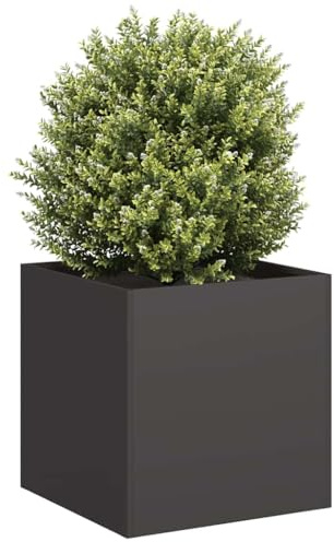 HaoChrymec Macetero de Exterior, Jardinera Elevada de Acero Laminado en Frío, Diseño con Fondo Abierto, Ideal para Plantas y Huertos Urbanos, Color Negro, 40 x 40 x 40 cm