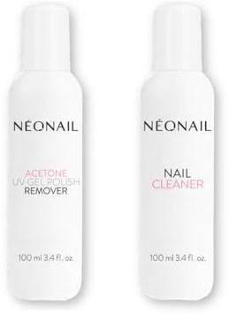 NÉONAIL Set Cura Unghie – Nail Cleaner 100 ml & Acetone Remover 100 ml – Sgrassante e Solvente per Smalto Semipermanente - Gel e Acrilico