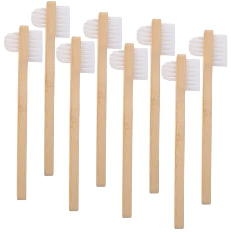GOOHOCHY Cepillo para Dentaduras Postizas y Mango Ergonómico Antideslizante con Cerdas de Nylon de Dureza Media 8 Unidades para Uso en Casa y Viajes