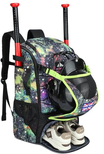 POWER KING 45L Youth Baseball Bat Bag, Large Capacity Backpack for Baseball, T-Ball & Softball Equipment & Gear with Shoe Compartment | Fence Hook | Helmet Holder