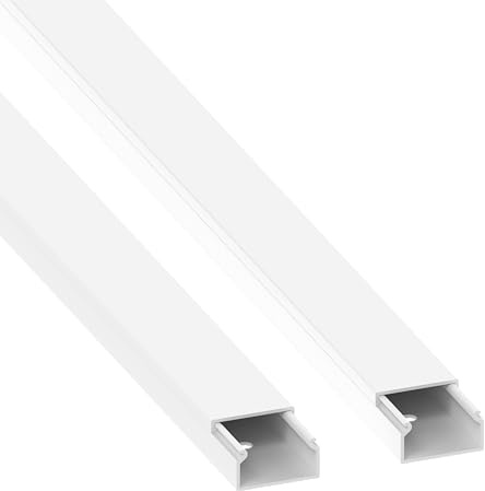 Habengut | Kabelkanal 22 x 12 mm – vit, platt och UV-beständig – 2 x 1 m – PVC-kabelskydd för TV, vägg, skrivbord och utomhus – självhäftande och för att dölja kabeln