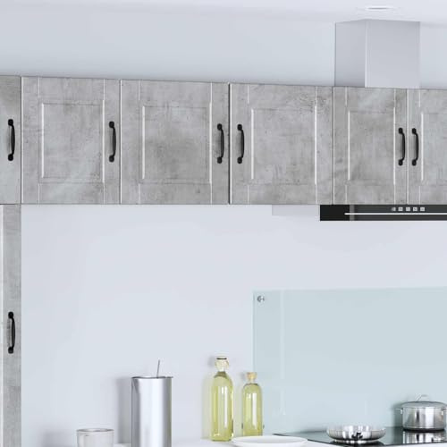 Tonture Porto - Armadio da parete in legno grigio cemento, 40 x 31 x 40 cm, con mensola e anta, armadio da cucina sospeso, per cucina, sala da pranzo e dispensa