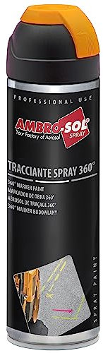 Ambro-Sol V403ARANCIOF Tracciante Marker Spray 360°, sia per Uso Professionale che Domestico, per Asfalti, Muri e Legno, Bomboletta Spray in Banda Stagnata Riciclabile 500 ml, Arancione Fluorescente