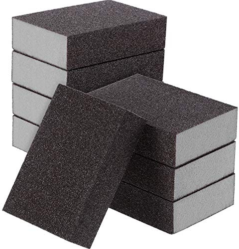 EBOOT 8 Pack Sanding Sponge, Sanding Blocks, Washable and Reusable Sand Sponge Kit for Drywall Wood Metal Furniture(Medium Grit)
