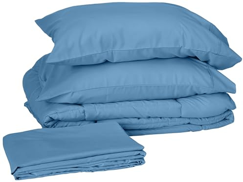 Sweet Home Collection Ultra Soft Down Alternative Set & Luxurious Bed Sheets, Polyester, Denim, Twin XL
