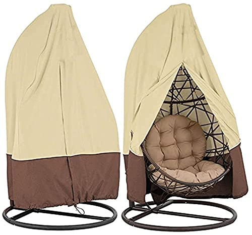 YUIOP Patio Housse de Chaise Suspendue Egg Couvre Chaise de Patio Imperméable et Robuste Housse de Chaise de Patio avec Fermeture à Glissière pour Mobilier Extérieur (75H X 45 D, Beige)