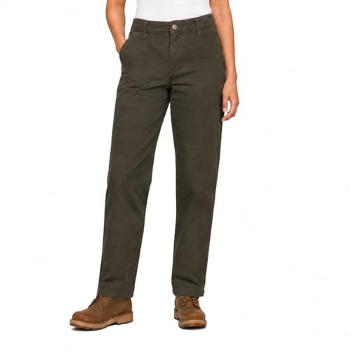 Dickies womens Slim Straight Stretch Duck Carpenter Work Utility Pants, Rinsed Moss, 8 US