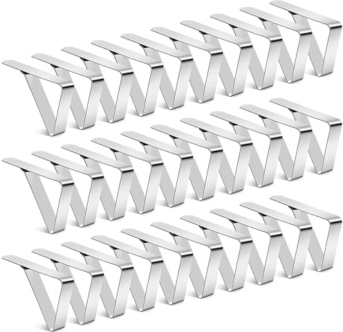Childom 30 Pcs Table Cloth Holder Clips,Tablecloth Clips for Outdoor Tables,Picnic Table Clips,Stainless Steel Table Cloth Clips for Tablecloth,Home,Kitchen,Restaurant,Weddings,Patio,Birthday,Parties