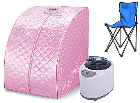 Sauna pliable cabine, Sauna infrarouge portable,Personal Spa at home Perspiration Perdre du poids avec le contrôleur de température à distance 98x80x70cm (Rose)