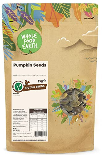 Wholefood Earth Pumpkin Seeds 2 kg | GMO Free | Natural | Source of Fibre | Source of Protein