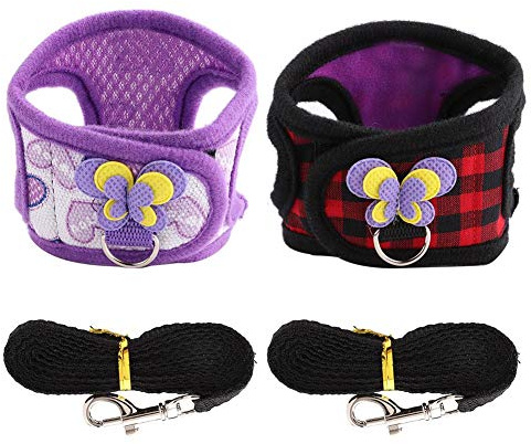 Pettorina Per Cincillà Con Guinzaglio, 2 Pezzi Griglia Rossa + Pettorina Per Animali Domestici Di Piccola Taglia Amore Viola Imbracatura Senza Gilet Per Porcellini d'India Riccio Criceto Furetto (S)