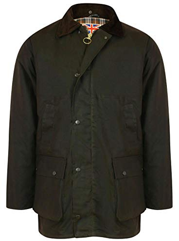 Silver® Men's Country Wax Padded Cotton Jacket With Hood ~ Windproof & Waterproof Wax Coat Ideal for Hiking Riding Hunting Fishing Shooting (Brown, L)