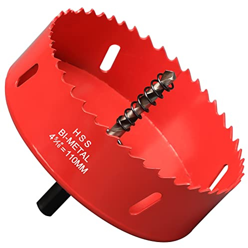 Lochsäge 110 mm, Bimetall Schnitttiefe HSS M 42 Lochschneider zum Schneiden von Holz, Kunststoff, Trockenbau, Gipskarton und weichem Metallblech