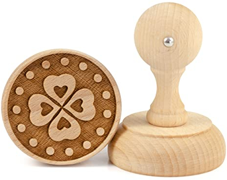 Folkroll Keksstempel Kleeblatt, Ø 60 mm, Cookiestempel, Backstempel, Keks, Stempel, Motiv, Buchenholz, 336892