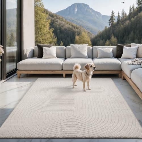 the carpet Santo Plus tappeto moderno - tappeto di alta qualità per soggiorno, camera da letto, color crema, tappeto boho in 80 x 150 cm in polipropilene