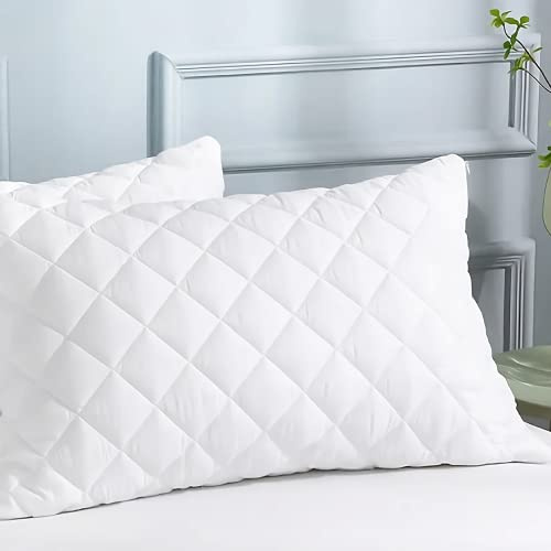 Luxury Pillows Quilted Cover Filled With Super Bounce Back Extra Support Hollowfibre Firm Bed Pillows | MADE IN UK, Down Alternatove (4)