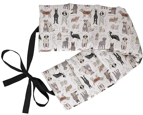 Rapssamenkissen 7-Kammer mit Band, 65x15 Bio-Stoff Liebe Hunde - Wärmekissen, Körnerkissen, Rapskissen