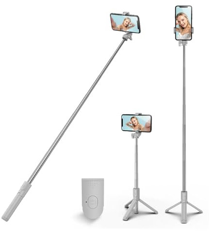 HCTian Selfie Stick Tripod,3 in 1 Extendable 360° Rotation Tripod Stand with Detachable Wireless Remote Portable Mobile Phone Holder Compatible with iPhone,Android,samsung (white)