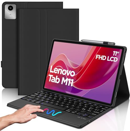 IVEOPPE Tastiera per Lenovo Tab M11 11 2024 con Touchpad, Cover Tastiera Trackpad Layout Italiano Bluetooth per Lenovo Tab M11 11 2024 (TB330FU/TB330XU), Nero