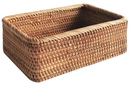 Panier à pain tissé rectangle Rectangulaire en osier servant plateau de rotin panier de rotin pour comptoir de cuisine salon de salle de bain, marron