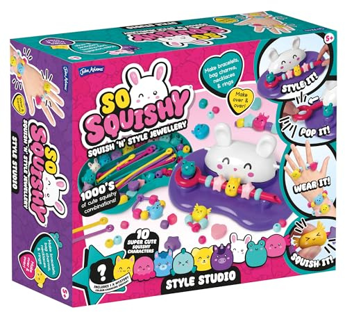 John Adams So Squishy Style Studio | Arts & Crafts Squishy Fashion Jewellery Making Kit | Make Cute Fidget Rings, Bracelets, Necklaces & Bag Charms | Great Gift Idea for Birthday & Christmas | Age 5+
