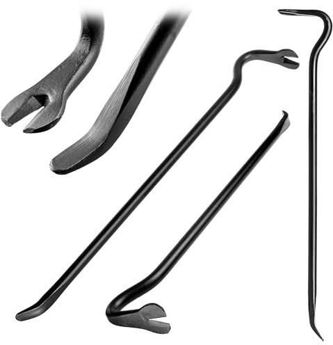 KADAX Palanca de acero, palanca con garra y hoja ancha, para trabajos de demolición, pie de vaca resistente, ranuras para clavos, extractor de uñas (negro, 74 cm)