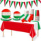 YaYuanSun Italienische Flagge Party-Set, Rot, Weiß, Grün, 20 Speiseteller (9 & 7 Zoll), 20 Servietten, 20 Tassen, 1 Tischdecke, 1 Banner, für Geburtstage & Familientreffen