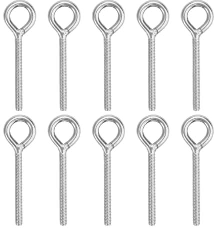 10PCS Tornillos de Ojo Cerrado M6,Cancamo Cerrado Inox 304,Pernos de Ojos Atornillables Largo,75mm Tornillo con Argolla,Prueba de óxido Anillo de Tornillo,para Uso Industrial o Doméstico (Plata)