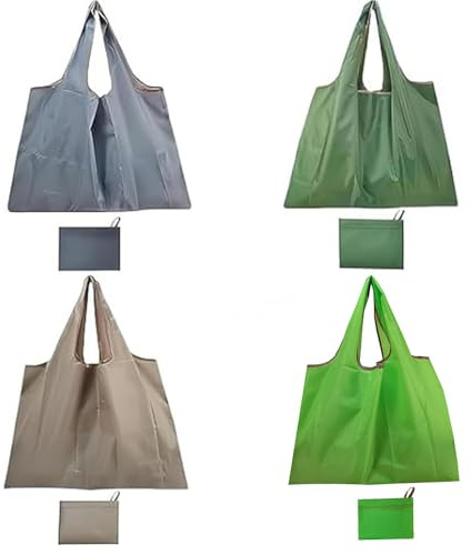 CAASFOOY Borse per Spesa Pieghevoli 4 Riutilizzabili, in Tessuto Oxford Borsa Shopper Ecologica adatto Lo Shopping Quotidiano I Viaggi e Il Campeggio All'aperto