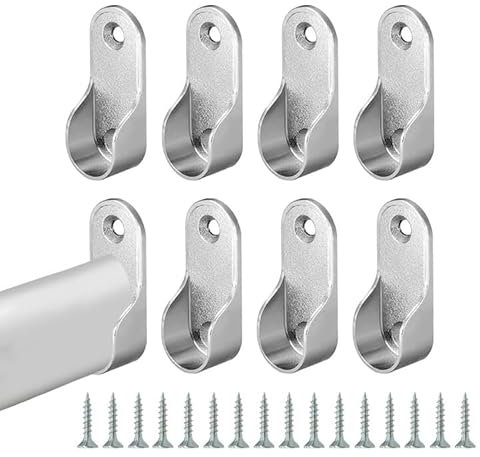 Soporte para barra de ropa, 19 mm, ovalado, cinc fundido a presión con tornillos, 8 unidades, niquelado, soporte para barras de armario