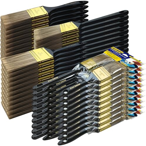 Great Andrew Paint Brushes, 30 PCS Great Value Multi use(2 3 Flat &2 Angled) Paint Brush Pack, Paint Brushes Set for Home Furniture Fences Wall Trim