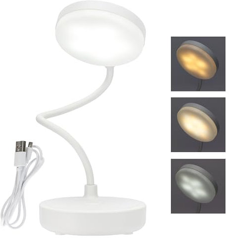 BRIGHTICO Lampada Da Comodino con 3 Tonalità di Luce (Fredda/Calda/Naturale) dimmerabili e Cavo USB Incluso - Lampada da Scrivania Senza Fili Orientabile 360°