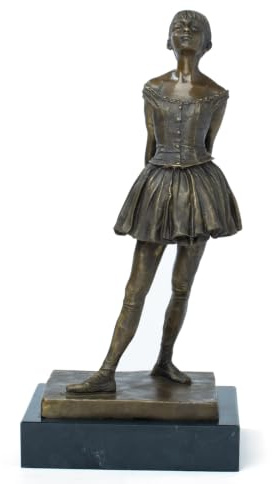 Degas' Little Dancer Aged Fourteen, 15 Bronze Finish Ballerina Statue with Fabric Tutu, Handcrafted Art Replica for Home Decor, Gift for Ballet Lovers, Girls & Collectors