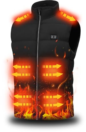 GRUYWC Gilet chauffant électrique pour homme : gilet chauffant USB léger et chaud avec 15 zones de chauffage - Chauffe-corps intelligent d'hiver pour femme pour randonnée en extérieur, ski (batterie