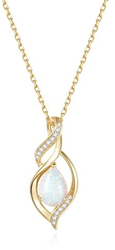 FANCIME 14ct Gold Plated Teardrop October Birthstone Necklace for Women