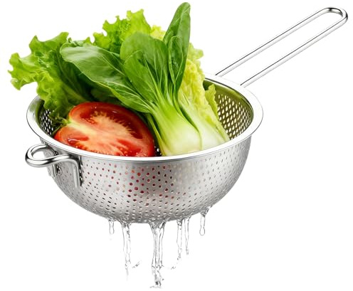 Colador para la cocina, malla fina de acero inoxidable, colador para pasta, escurridor de alimentos, para frutas, pasta, ensalada, patatas fritas, cocina, lavado, hogar, apartamento