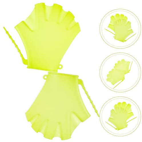 Toyvian Children Swim Paddles Swimming Gloves Fluorescent Green Silicone Waterproof Diving Auxiliary Gloves for Boys and Girls Beginner Training in Pool and Open Water