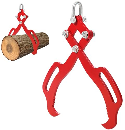 Takywep 18-Inch Log Lifting Tongs, 2-Claw Heavy Duty Steel Grapple for Skidding, Loading & Transport, 3000 LB Capacity, Compatible with Tractor, ATV, Skidder & Forklift (Red)