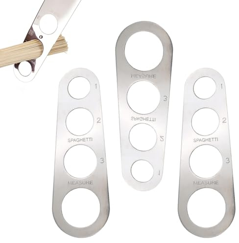 3-Pack Stainless Steel Pasta Portion Control Tool Set - Accurate Noodle Measurer with 1-4 Serving Holes & Ruler for Spaghetti, Penne, and Perfect Kitchen Cooking Portioning