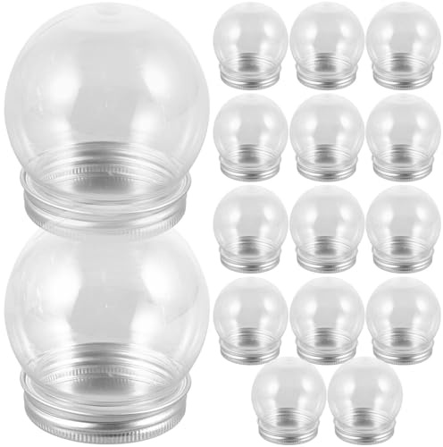 ifundom 16 Bolas de Nieve de Plástico Transparentes de 4 Pulgadas con Tapa de Rosca de Aluminio, Globos de Agua DIY Rellenable para Decoración Creativa y Manualidades Hogar