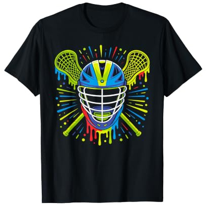 Colorful Dripping Helmet Lacrosse Vibes T-Shirt