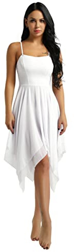 IEFIEL Asymétrique Robe de Soirée Cocktail Femme Bretelles Robe de Ballet Danse Latine Jazz Classique Spectacle Taille Haute