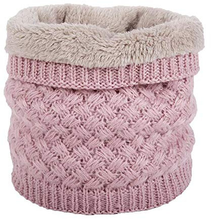 Braga Para El Cuello Térmica Unisex Color Liso De Lana De Ganchillo Con Borreguito Por Dentro Para Invierno Cálido Pasamontañas Para Ciclista Motociclismo (Rosa, 22 * 47cm)