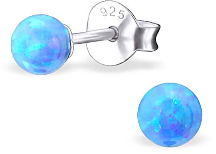 Monkimau Mädchen Ohrringe Kugel Ohrstecker aus 925 Sterling Silver echt Silber mit 2 Opalen