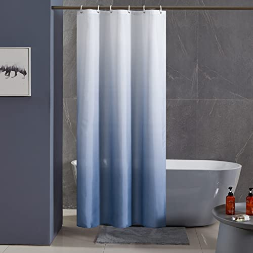 Furlinic Cortina Ducha Antimoho Azul Marino Degradado Poliester Tela Impermeable Lavable Pequeña Cortinas Baño Originales 6 Anillas Cortina Ducha Plegable 90x180cm