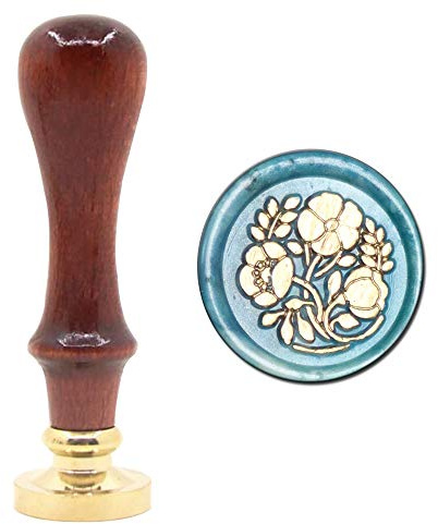 YOLAKIS Flower Wax Seal Stamp Flower Seal Stamp Retro Wood Sealing Stamp for Wedding Envelopes Invitation Decoration (Flowers)