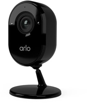 Arlo Essential Compact Indoor Plug-in Smart Security Camera, 1080p, 2-Way Audio, Animal & Pet Detection, Alerts, Built-in Siren, Night Vision, With Free Trial of Arlo Secure Plan, Black