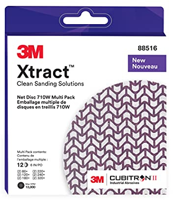 3M Xtract Cubitron II Nätskiva 710 W, 6 tum, 12 stycken multipack krok och ögla slipskivor, 80+, 120+, 180+, 220+, 240+, 320+, praktiskt taget dammfri, blandade kvaliteter, 88516