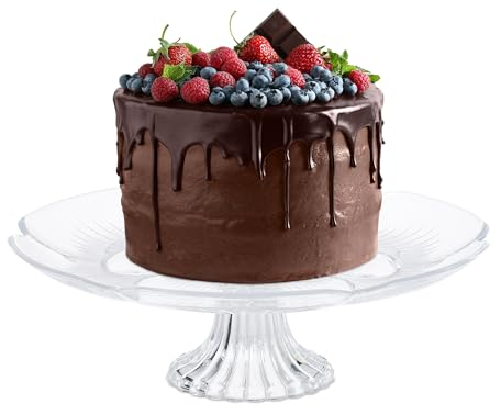 Relaxdays Alzatina per Dolci con Base, Alzata Porta Torta da Cucina, HxD 10 x 29 cm, Piatto in Plastica, Trasparente