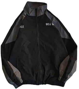Giacca da College Y2K da Uomo Giacca Bomber Colletto rialzato Giacche Sportive Giacca Casual alla Moda Giacca da Baseball Vintage Hip Hop Streetwear Giacche estive Cappotto da Fidanzato